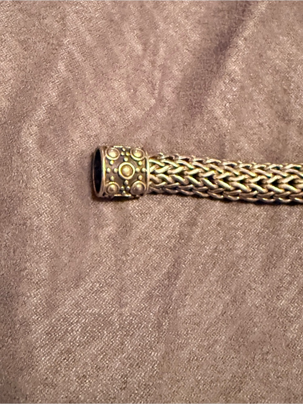 John Hardy Handwoven Silver-Tone Braided Bracelet with Decorative Barrel Clasp - Picture 4 of 7